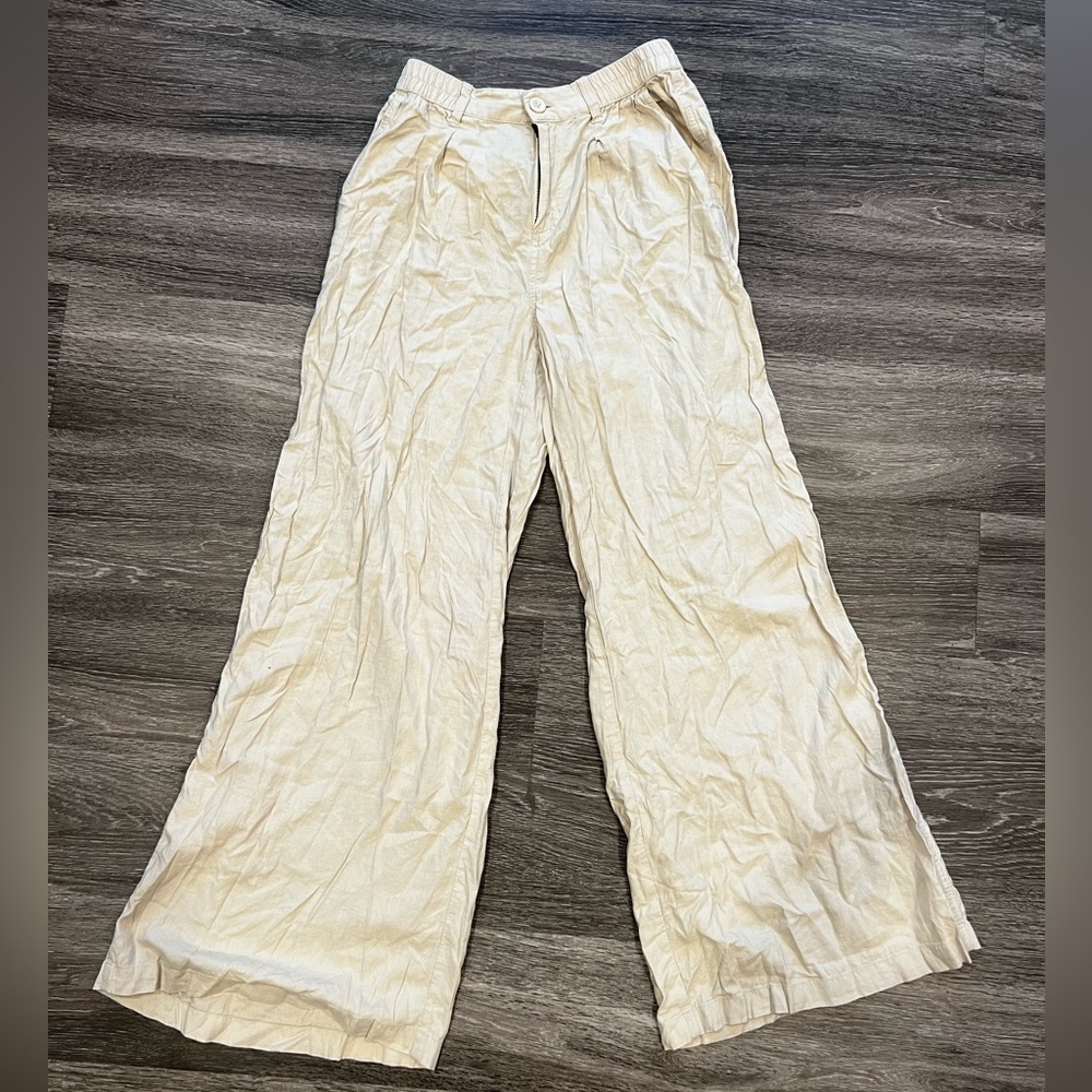 Aerie Tan Linen Pants